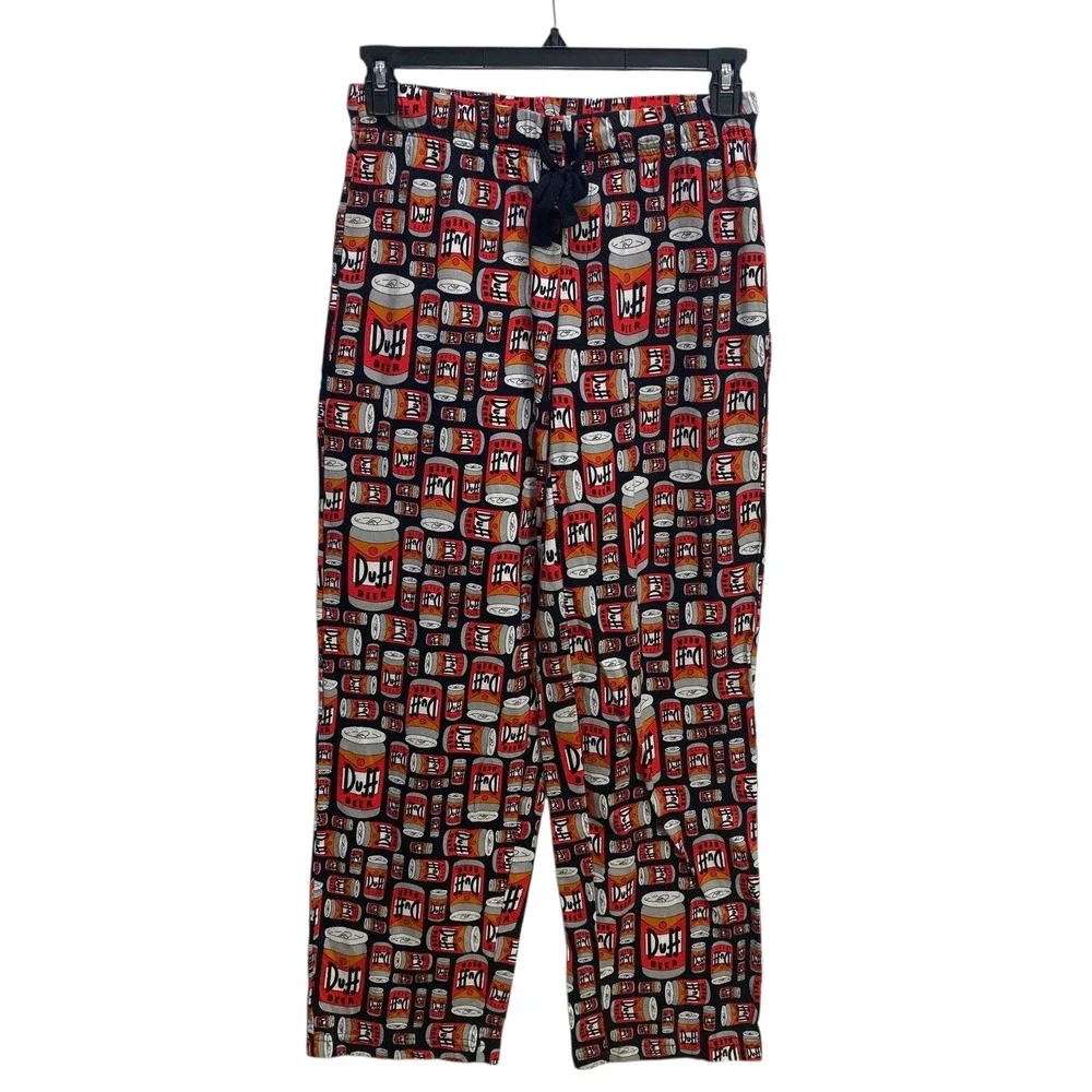 The‎ Simpsons Duff Beer Pajama Pants Womens Small Black Cotton Lounge Sleepwear